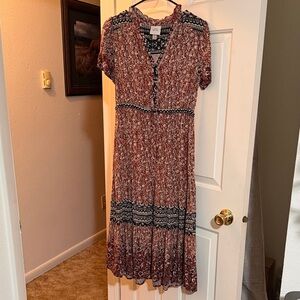 Knox Rose Floral Midi Dress in Red and Black